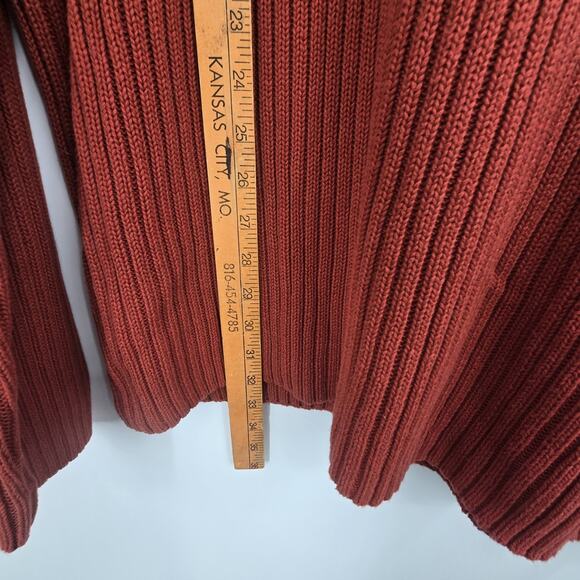 Vintage Y2K Fisherman Mock Neck Sweater Mens XL Tall Rust Cotton Ribbed Classic - Picture 7 of 9